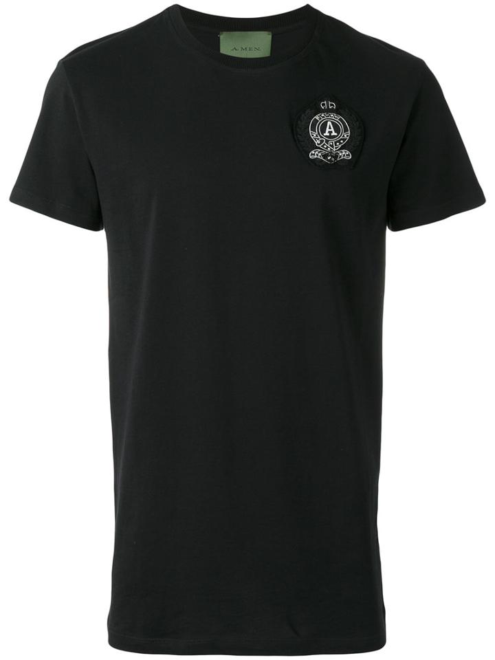 Amen Logo Patch T-shirt, Men's, Size: 46, Black, Cotton/metal (other)/glass