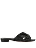 Schutz Ribbed Cross-over Sandals - Black