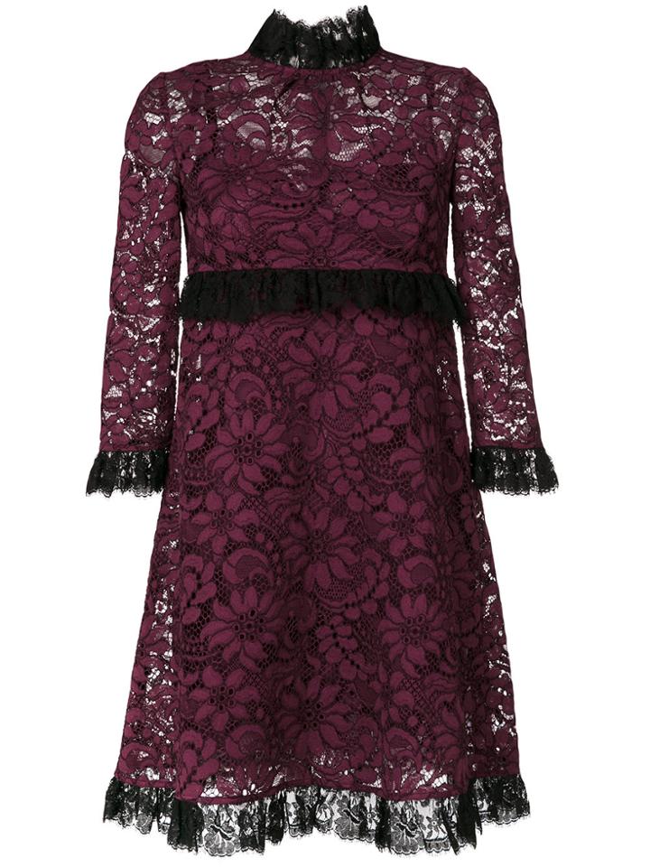 Dolce & Gabbana Frill Lace Dress - Pink & Purple