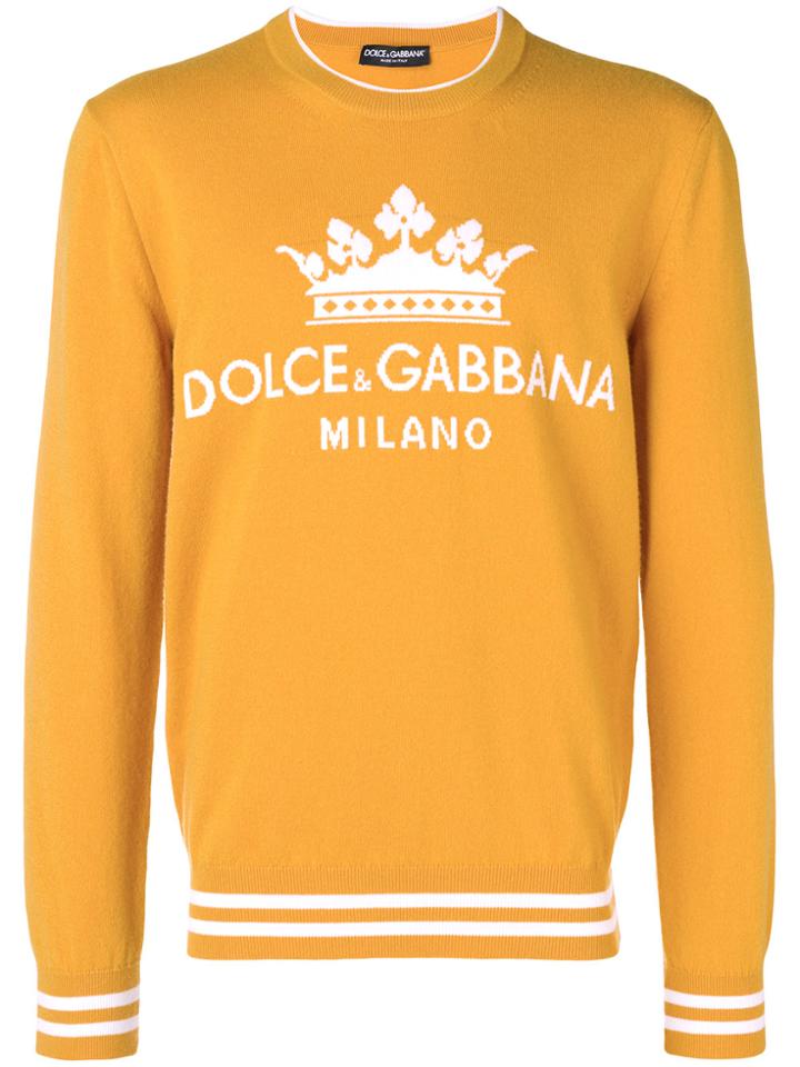 Dolce & Gabbana Logo Knit Jumper - Yellow & Orange