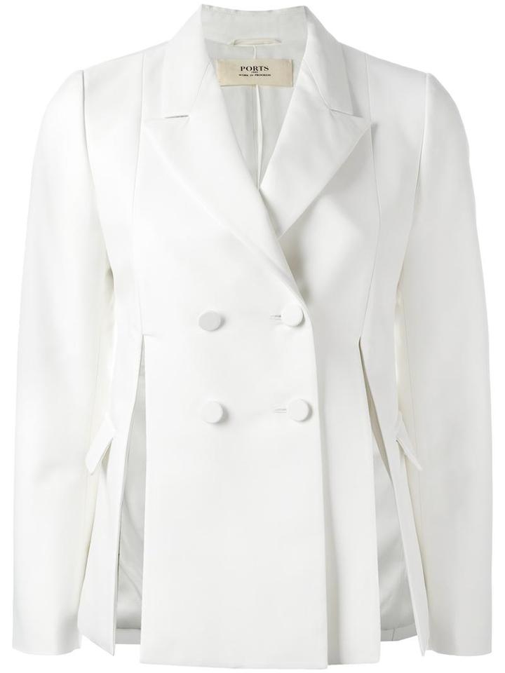 Ports 1961 Double Breasted Jacket, Women's, Size: 44, White, Silk/polyester/viscose