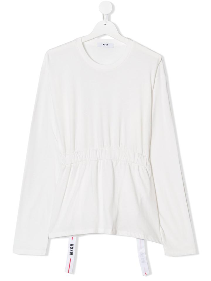 Msgm Kids Teen Drawstring Longsleeved T-shirt - White