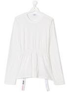 Msgm Kids Teen Drawstring Longsleeved T-shirt - White