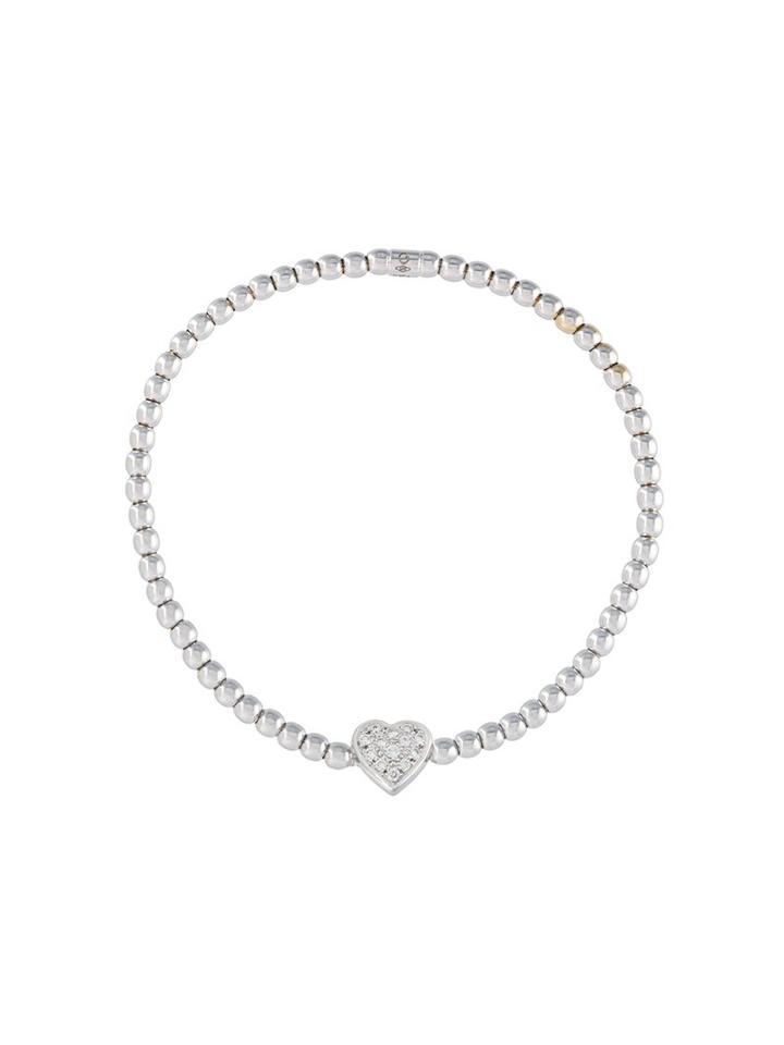 Monan Diamond Heart Beaded Bracelet, Women's, Metallic