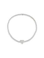 Monan Diamond Heart Beaded Bracelet, Women's, Metallic
