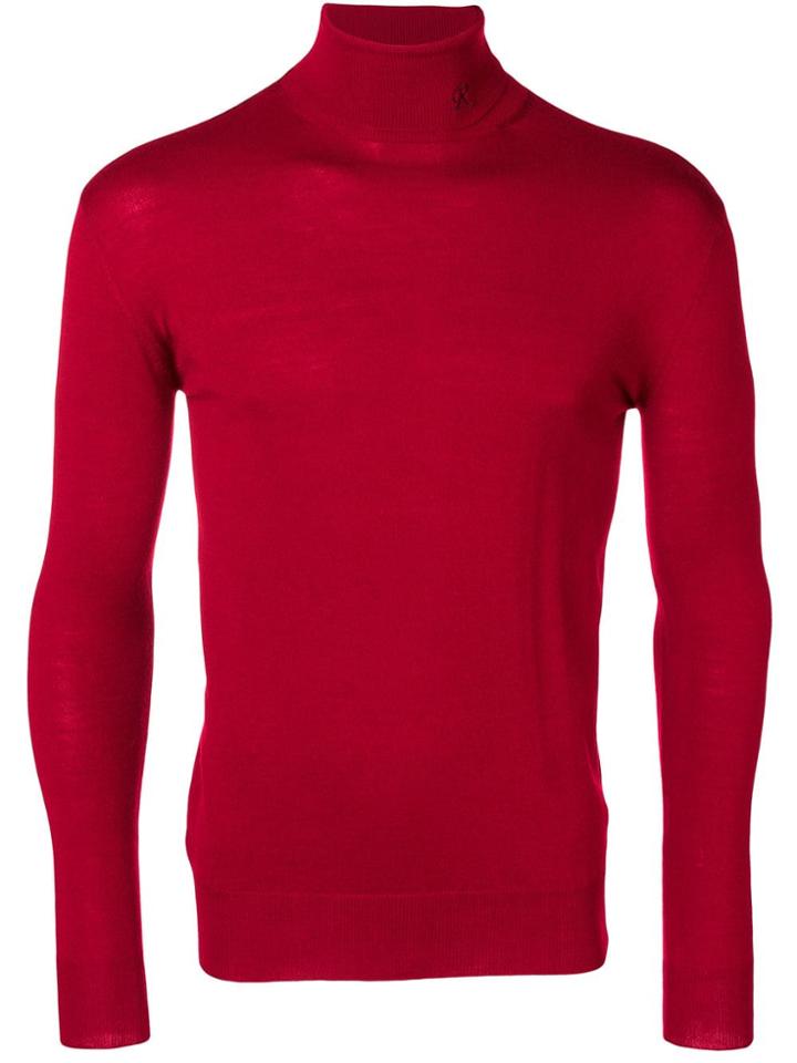Raf Simons Embroidered Logo Roll Neck Sweater
