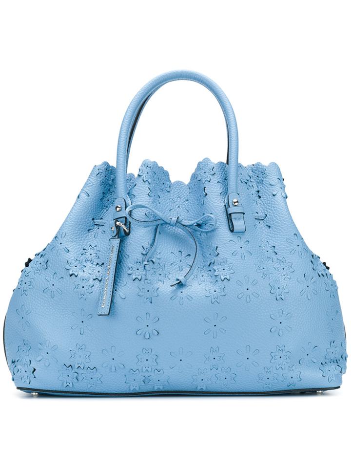 Ermanno Scervino Floral Engraved Tote Bag - Blue