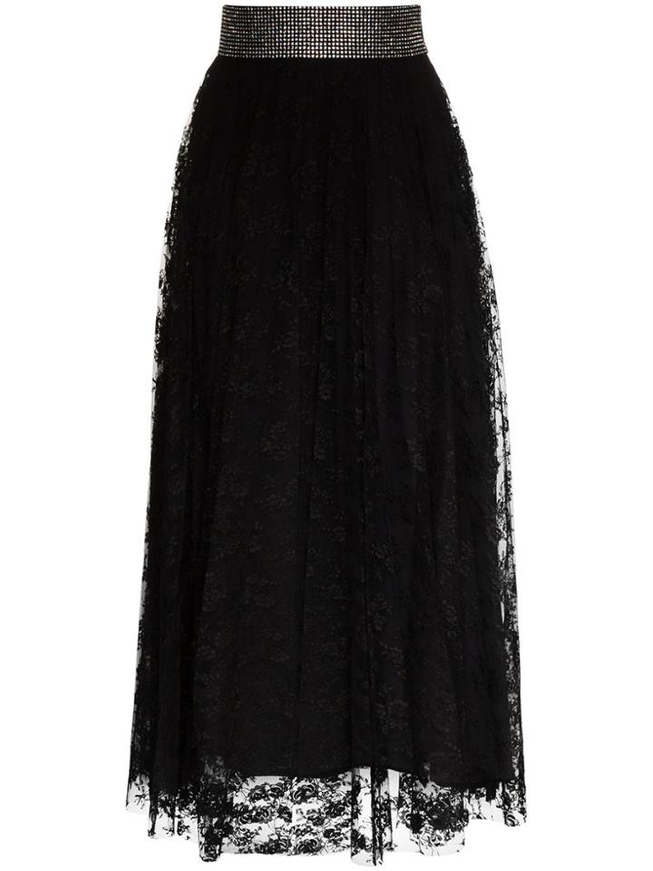 Christopher Kane Crystal Belt Lace Skirt - Black