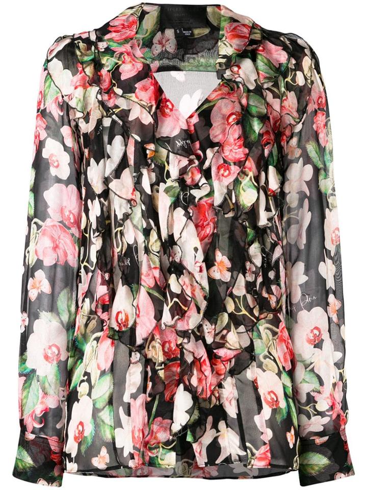 Philipp Plein Floral Logo Print Blouse - Black