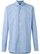 Barba Button-up Shirt, Men's, Size: 44, Blue, Linen/flax/cotton
