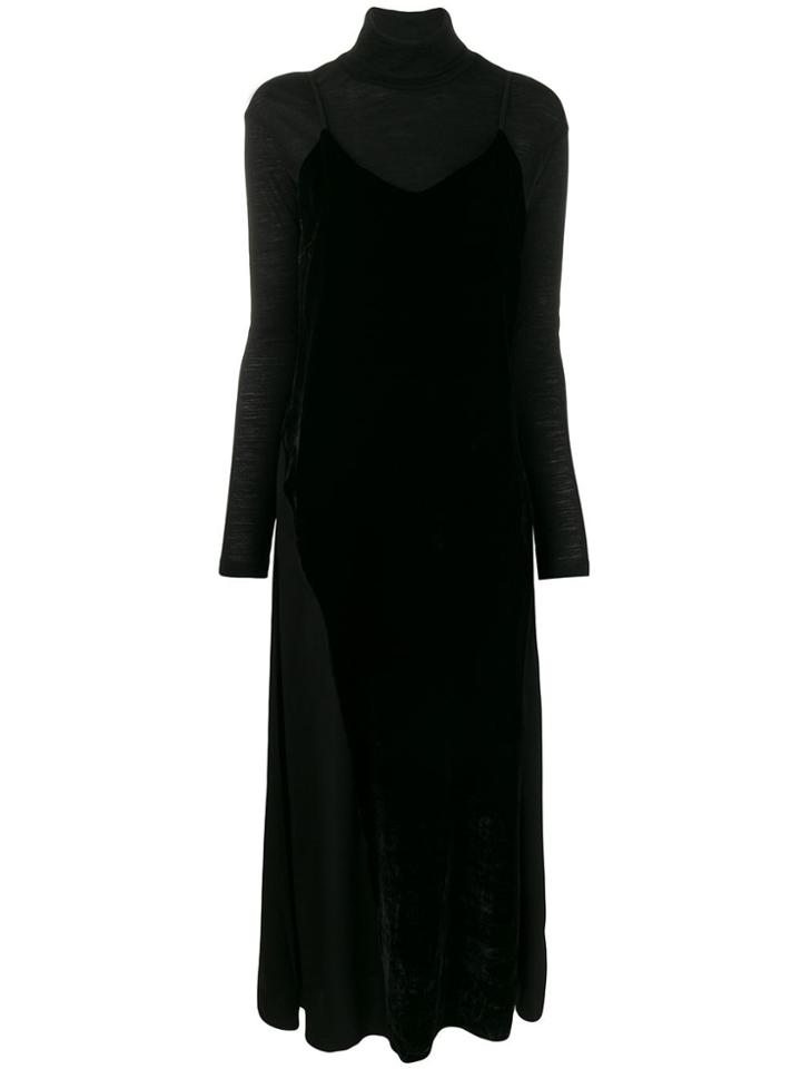 Andrea Ya'aqov Layered Velvet Dress - Black