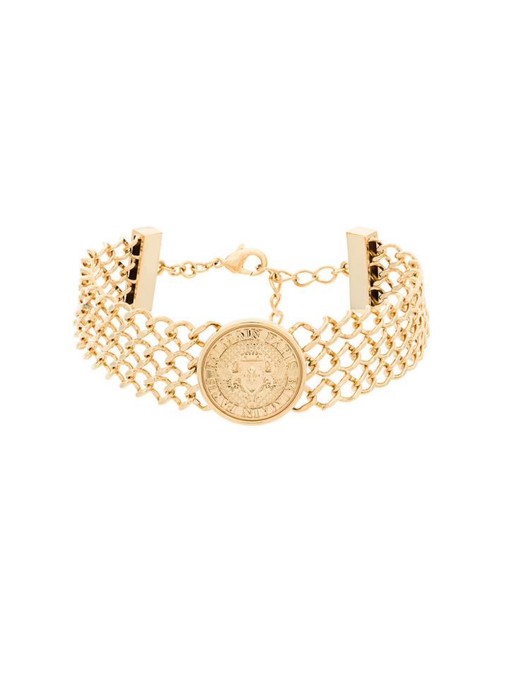 Balmain Embossed Medallion Choker - Metallic