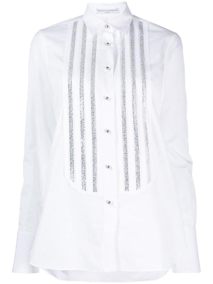 Ermanno Scervino Rhinestone-embellished Long-sleeved Shirt - White
