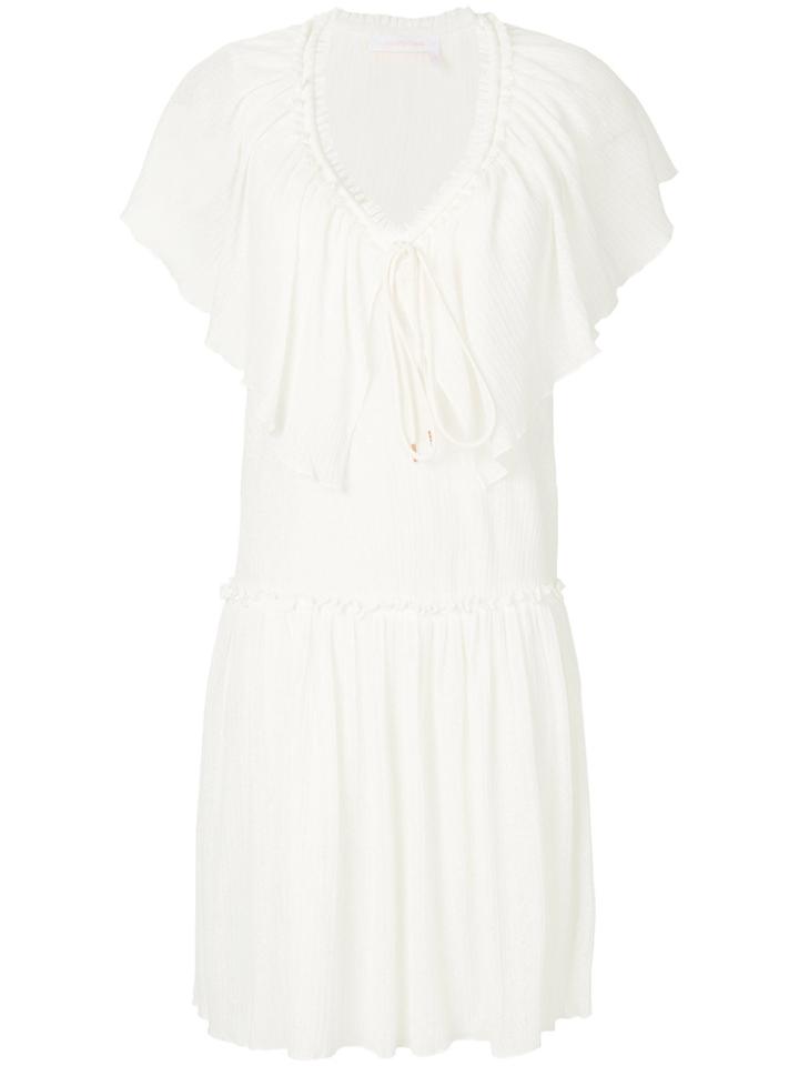 See By Chloé Frilled Drop Waist Mini Dress - Nude & Neutrals