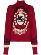 Etro Intarsia Logo Turtleneck Jumper - Red