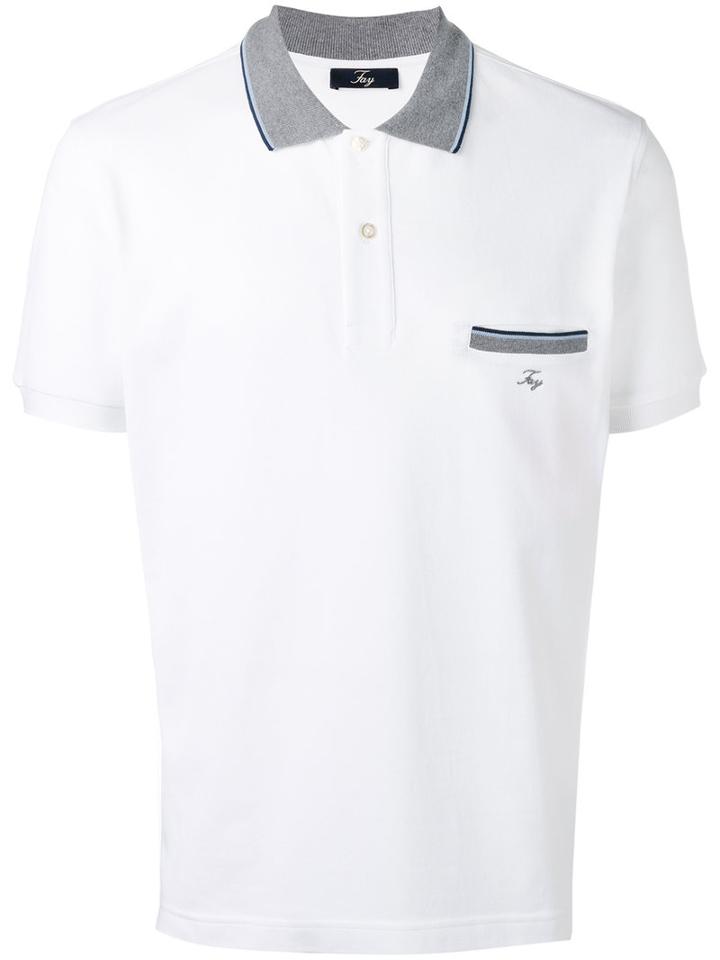 Fay Contrast Collar Polo Shirt, Men's, Size: Xxxl, White, Cotton