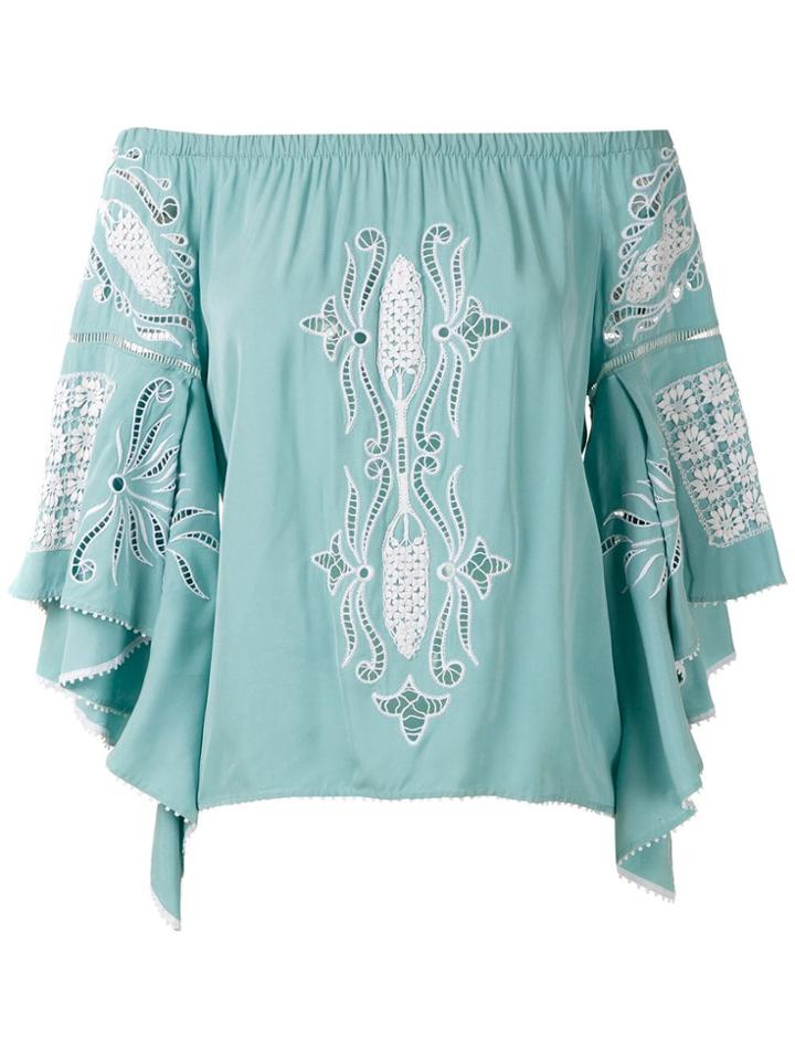 Martha Medeiros Panelled Off The Shoulder Blouse - Blue