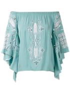 Martha Medeiros Panelled Off The Shoulder Blouse - Blue