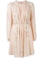 Valentino Hibiscus Print Dress, Women's, Size: 42, Nude/neutrals, Virgin Wool