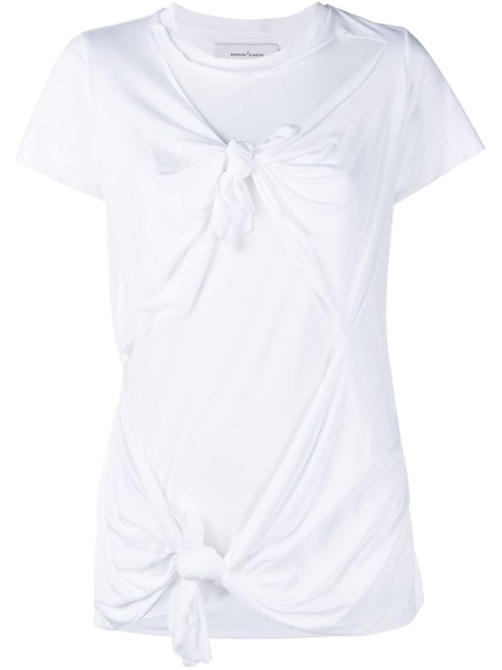 Marques'almeida Knotted T-shirt, Women's, Size: Large, White, Lyocell
