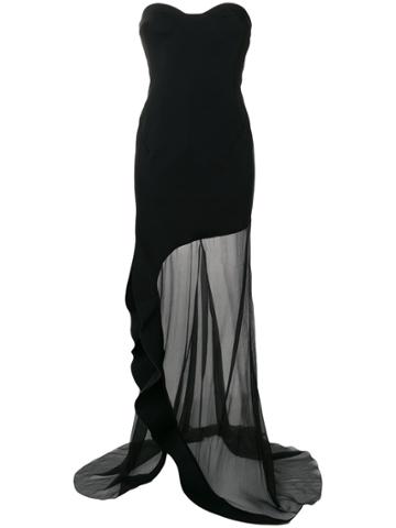 Esteban Cortazar Strapless Asymmetric Ruffle Dress - Black