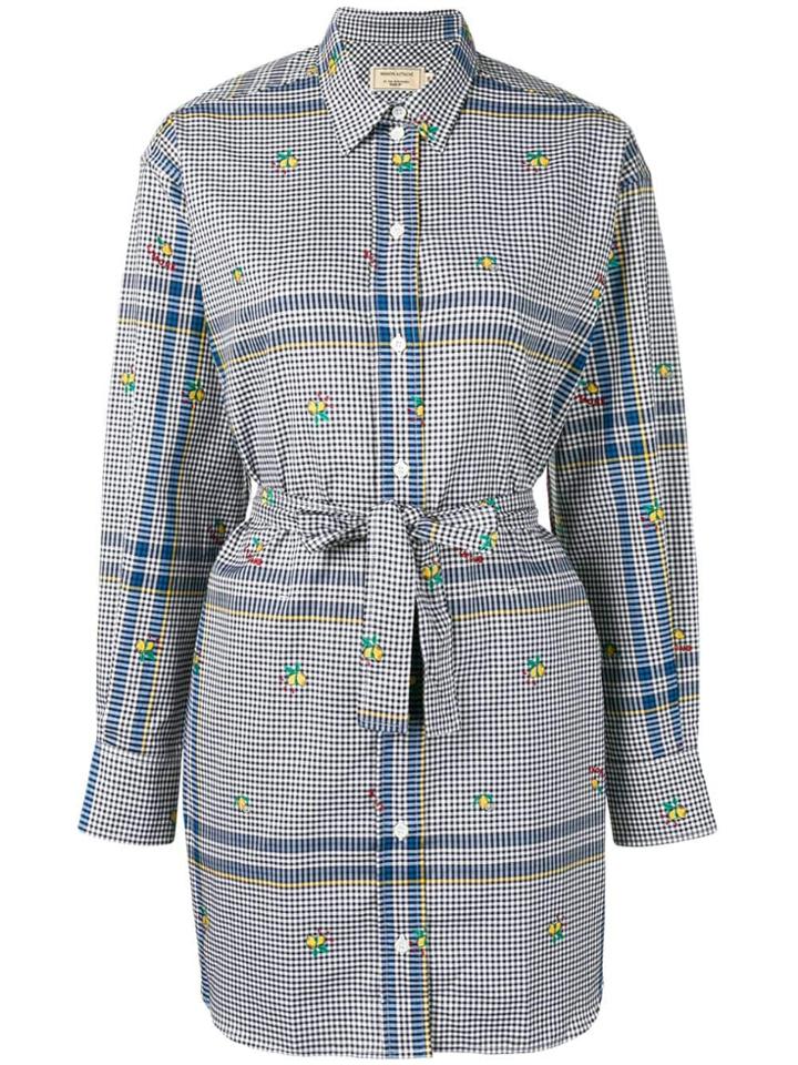 Maison Kitsuné Gingham Print Shirt Dress - Blue