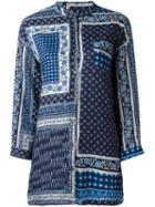 Woolrich Patchwork Print Shirt, Women's, Size: Medium, Blue, Linen/flax