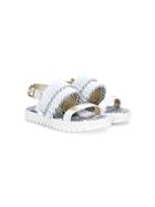 Roberto Cavalli Kids Ruffled Strapped Sandals - White