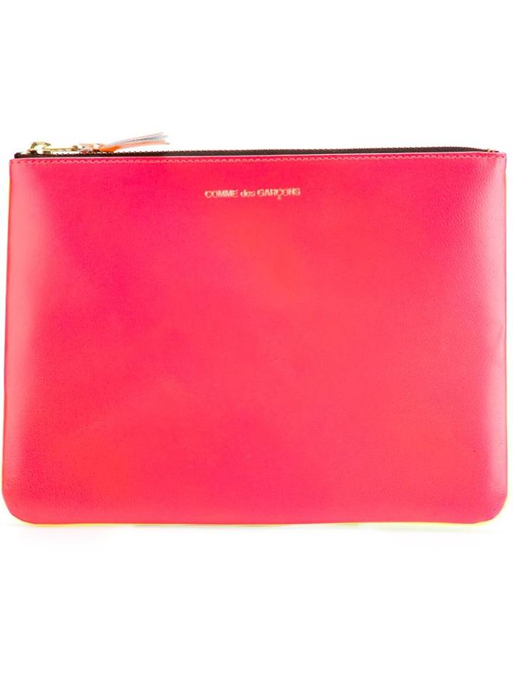 Comme Des Garçons Wallet Zipped Clutch, Adult Unisex, Pink/purple, Goat Skin
