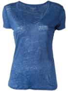 Majestic Filatures V-neck T-shirt, Women's, Size: Ii, Blue, Linen/flax