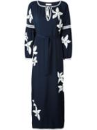 Tory Burch Lace Applique Tie Neck Maxi Dress