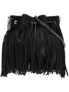 Stella Mccartney 'falabella' Fringed Bucket Shoulder Bag, Women's, Black, Artificial Leather/metal