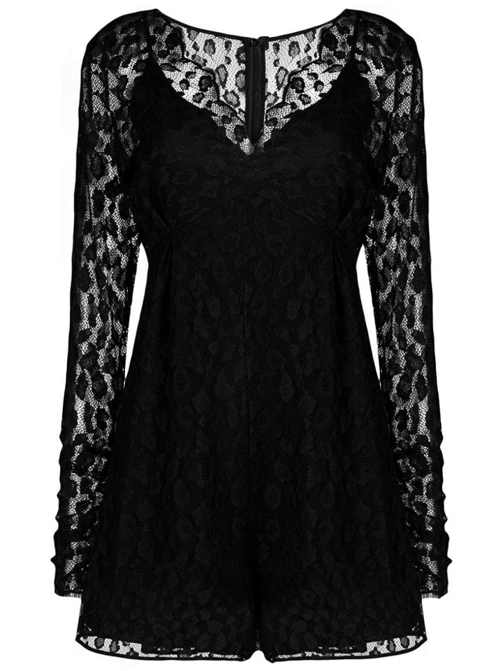 Pinko Lace V-neck Playsuit - Black