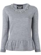 Boutique Moschino Ruffle Hem Sweater, Women's, Size: 44, Grey, Virgin Wool
