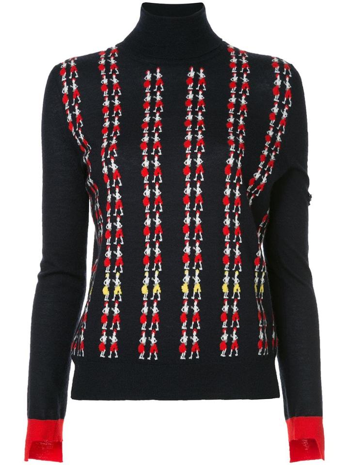 Barrie Intarsia Roll-neck Sweater - Black