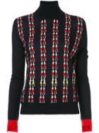 Barrie Intarsia Roll-neck Sweater - Black