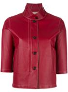 Loro Piana Cropped Leather Jacket, Women's, Size: 44, Red, Lamb Skin