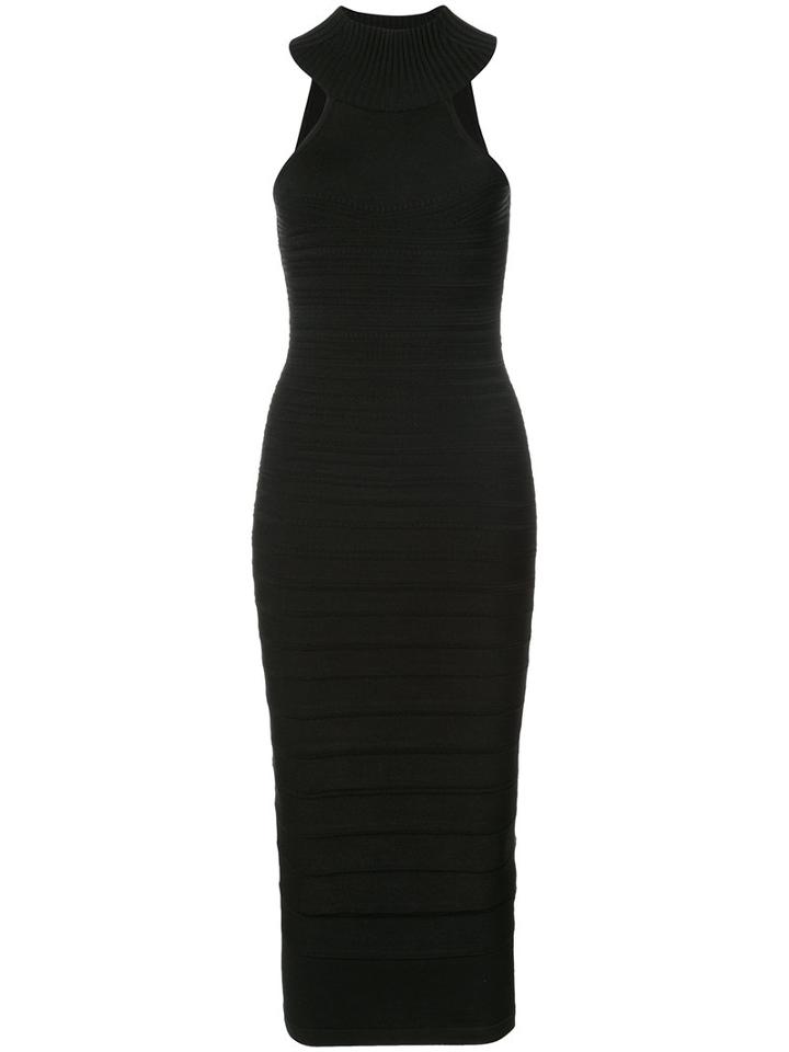 Cushnie Et Ochs - Ribbed Detail Fitted Dress - Women - Polyester/rayon - S, Black, Polyester/rayon