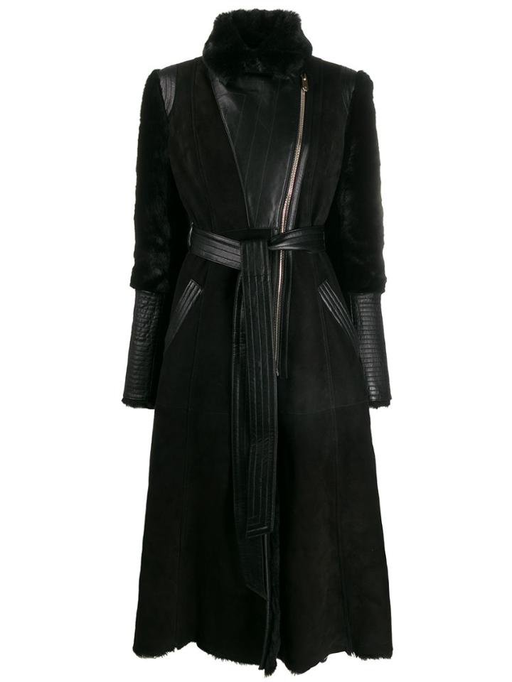 Temperley London Multi-textured Belted Coat - Black