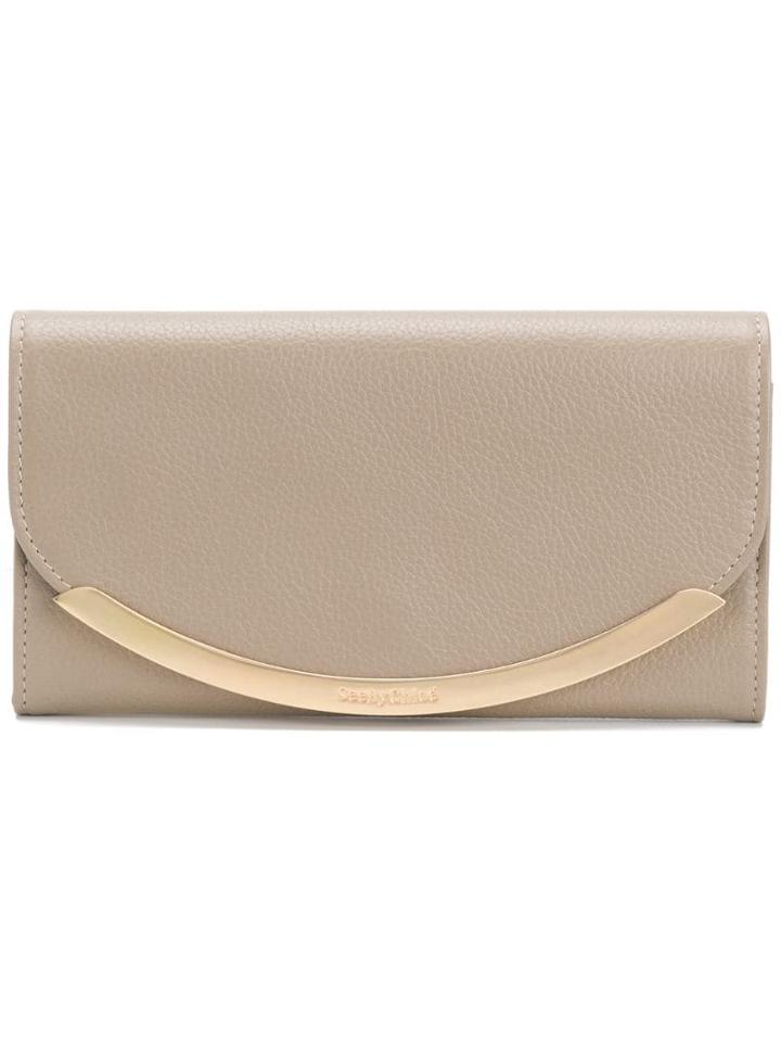 See By Chloé Metallic Flap Wallet - Neutrals