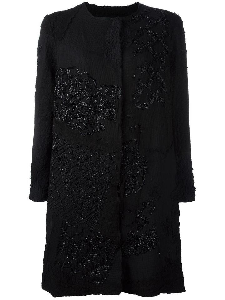 By Walid 19th Century Beaded Panel Coat, Size: Medium, Black, Silk/cotton