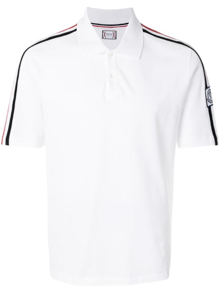 Moncler Gamme Bleu Stripe Trim Polo Shirt - White