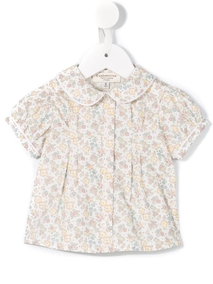 Cashmirino - Floral Puff Sleeve Top - Kids - Cotton - 18 Mth, Toddler Girl's, White