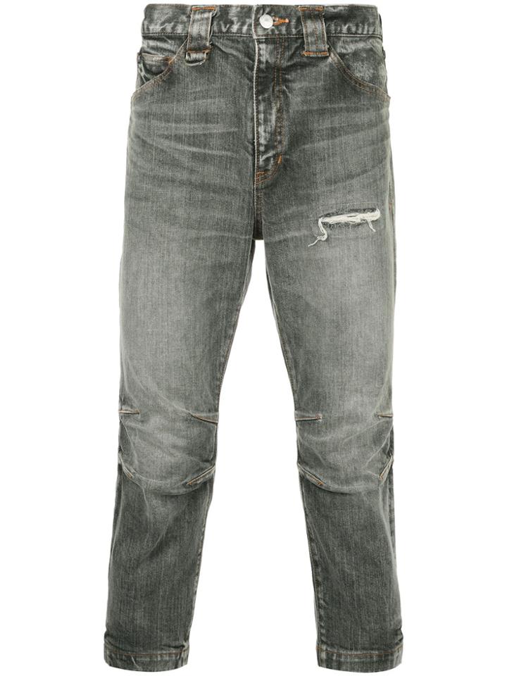 Roar Cropped Faded Jeans - Black