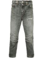Roar Cropped Faded Jeans - Black