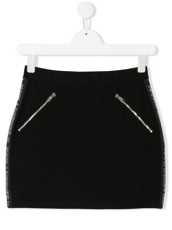 Karl Lagerfeld Kids Zip Detail Mini Skirt - Black