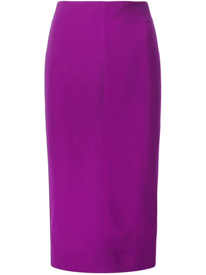 Victoria Beckham High-waisted Pencil Skirt, Women's, Size: 12, Pink/purple, Silk/cotton/wool
