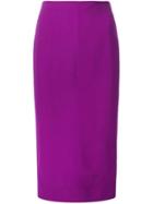 Victoria Beckham High-waisted Pencil Skirt, Women's, Size: 12, Pink/purple, Silk/cotton/wool