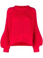 Zadig & Voltaire Fashion Show Chunky Knit Bell Sleeve Sweater - Red