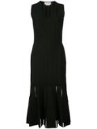 Alexander Mcqueen Embroidered Knitted Midi Dress - Black